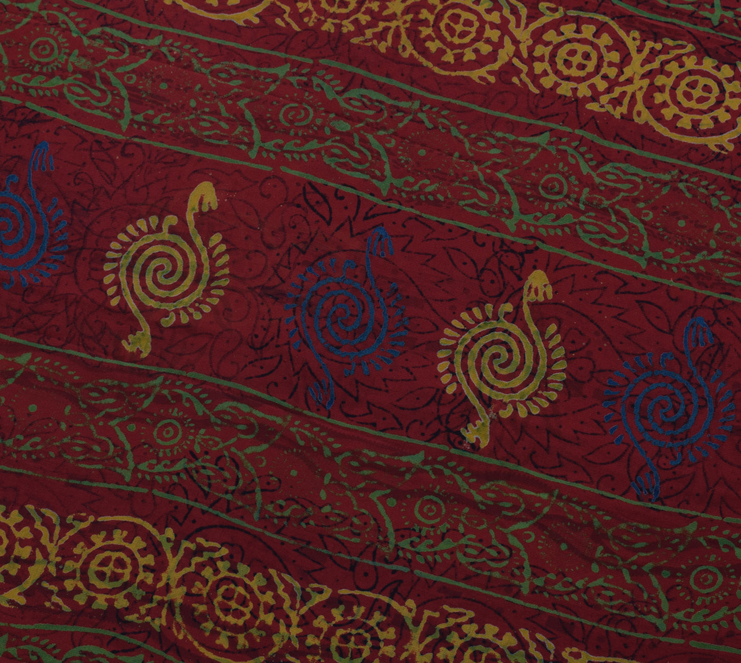 Sushila Vintage Maroon Saree 100%Pure Georgette Silk Printed Floral Craft Fabric