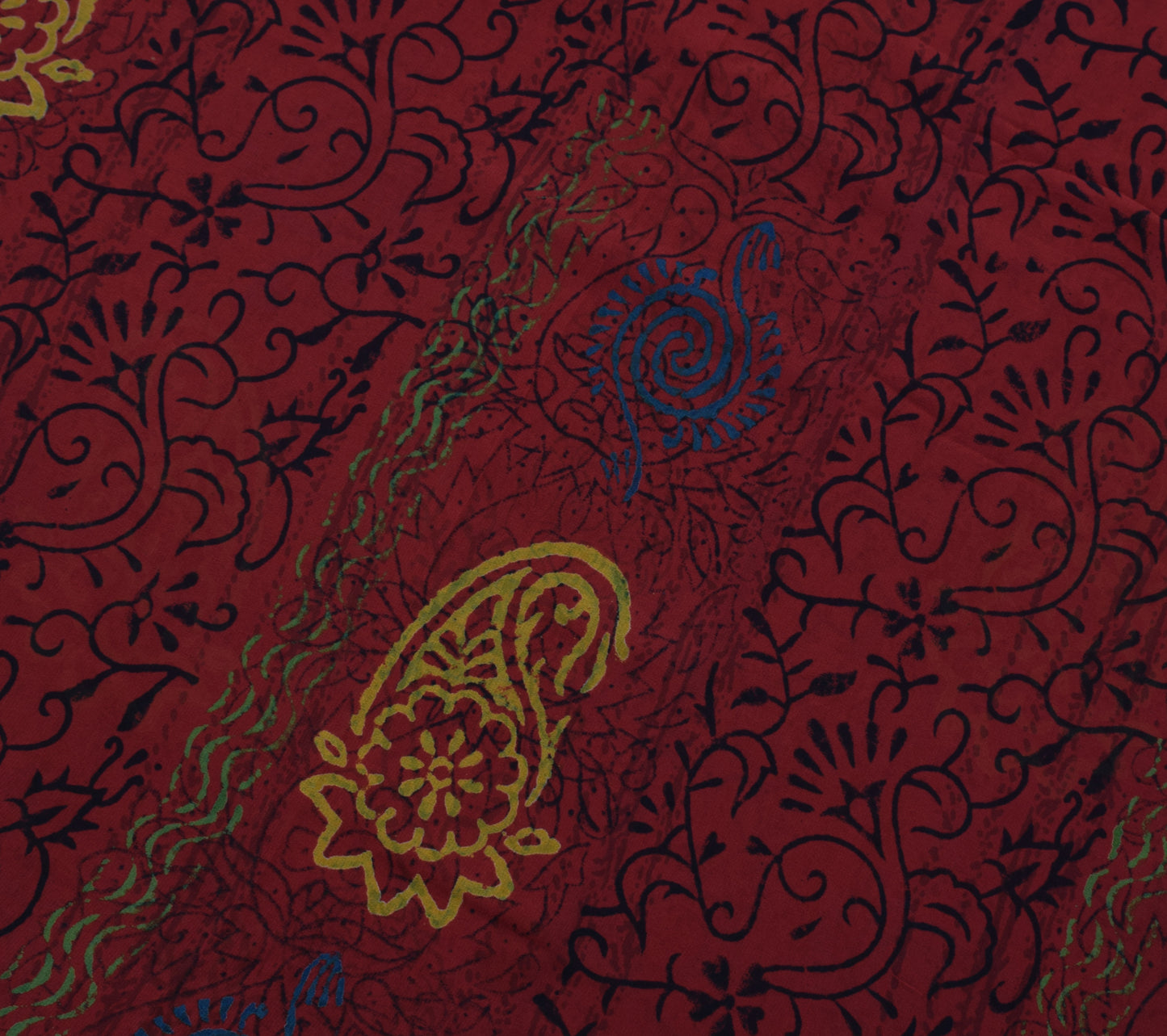 Sushila Vintage Maroon Saree 100%Pure Georgette Silk Printed Floral Craft Fabric