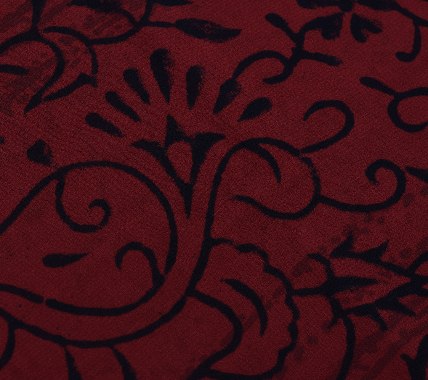 Sushila Vintage Maroon Saree 100%Pure Georgette Silk Printed Floral Craft Fabric