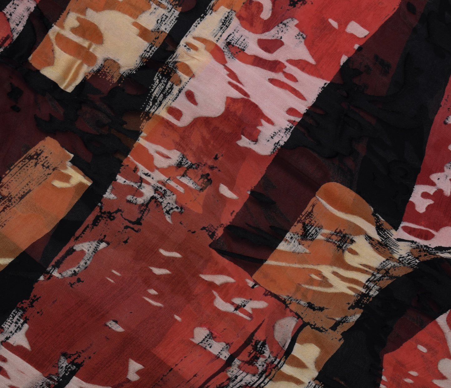 Sushila Vintage Black Saree Blend Georgette Silk Printed Flroal Craft Fabric