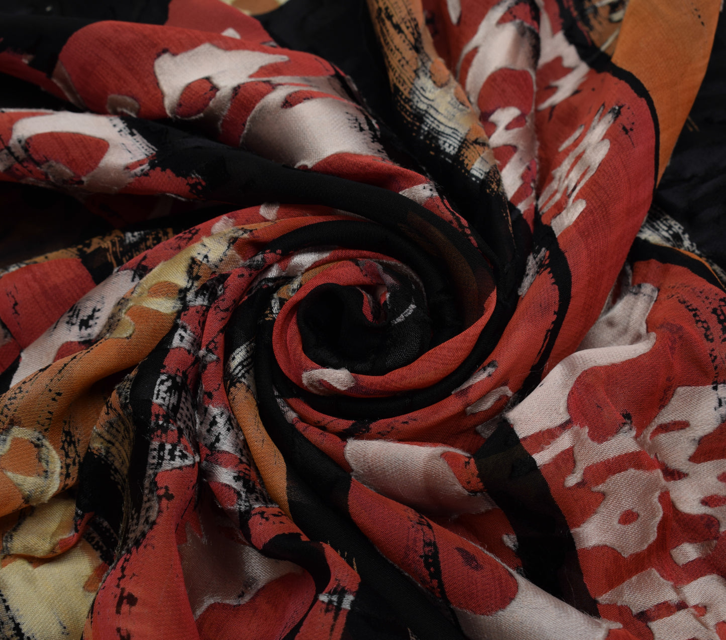 Sushila Vintage Black Saree Blend Georgette Silk Printed Flroal Craft Fabric