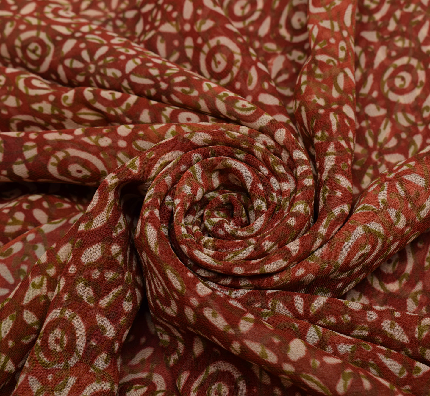 Sushila Vintage Brown Saree 100% Pure Georgette Silk Printed Floral Craft Fabric