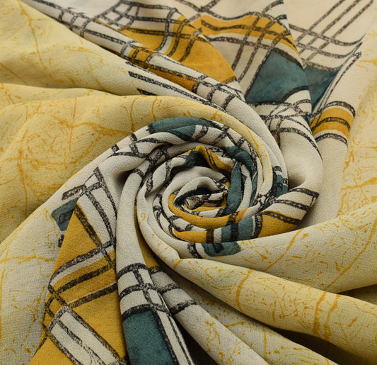 Sushila Vintage Branded Saree 100%Pure Georgette Printed Floral Craft Fabric