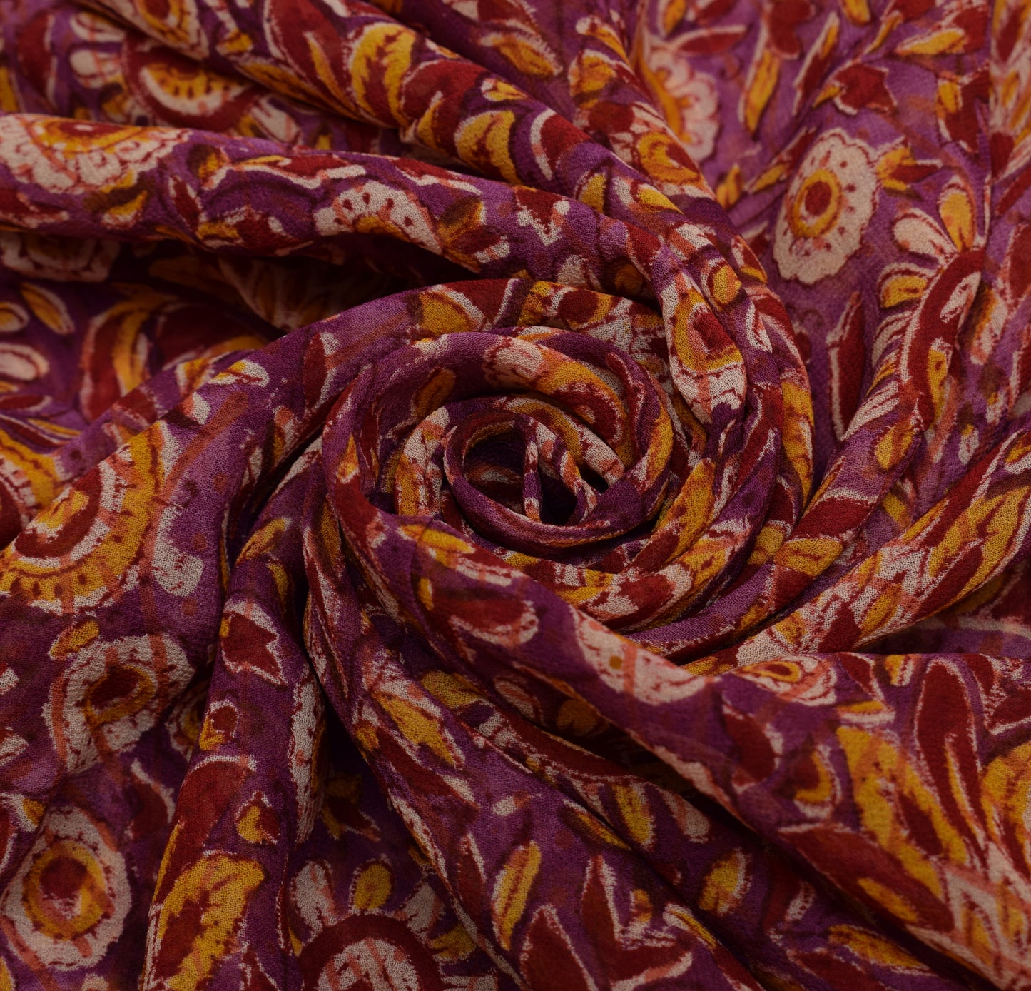 Sushila Vintage Purple Saree 100%Pure Georgette Silk Printed Floral Craft Fabric