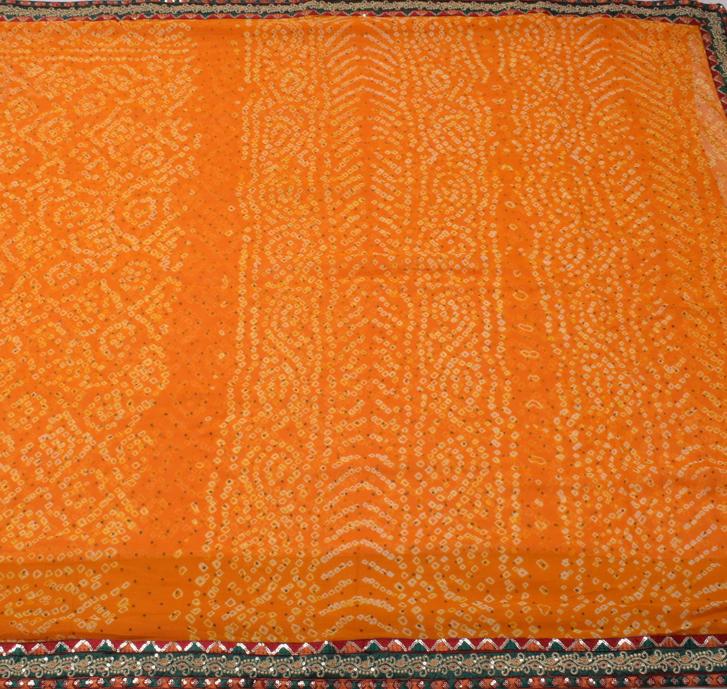 Sushila Vintage Yellow Saree 100% Pure Georgette Bandhani Printed Craft Fabric