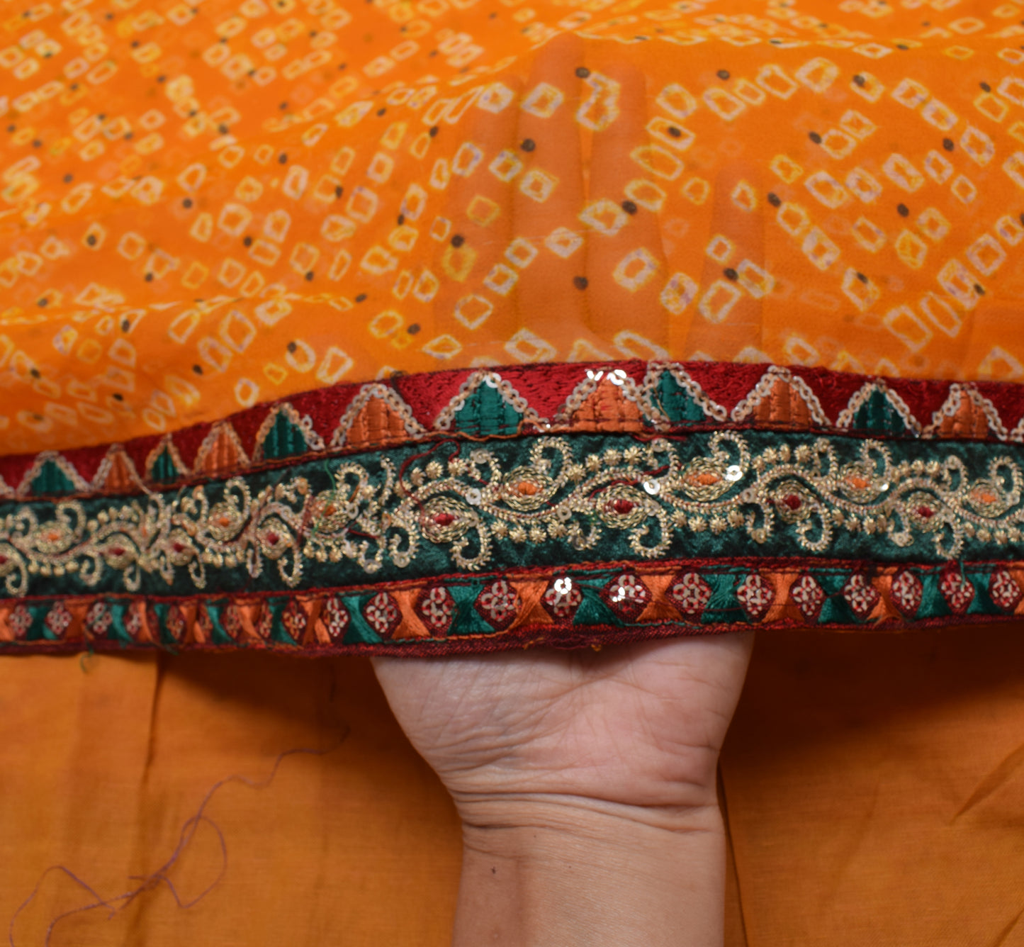 Sushila Vintage Yellow Saree 100% Pure Georgette Bandhani Printed Craft Fabric