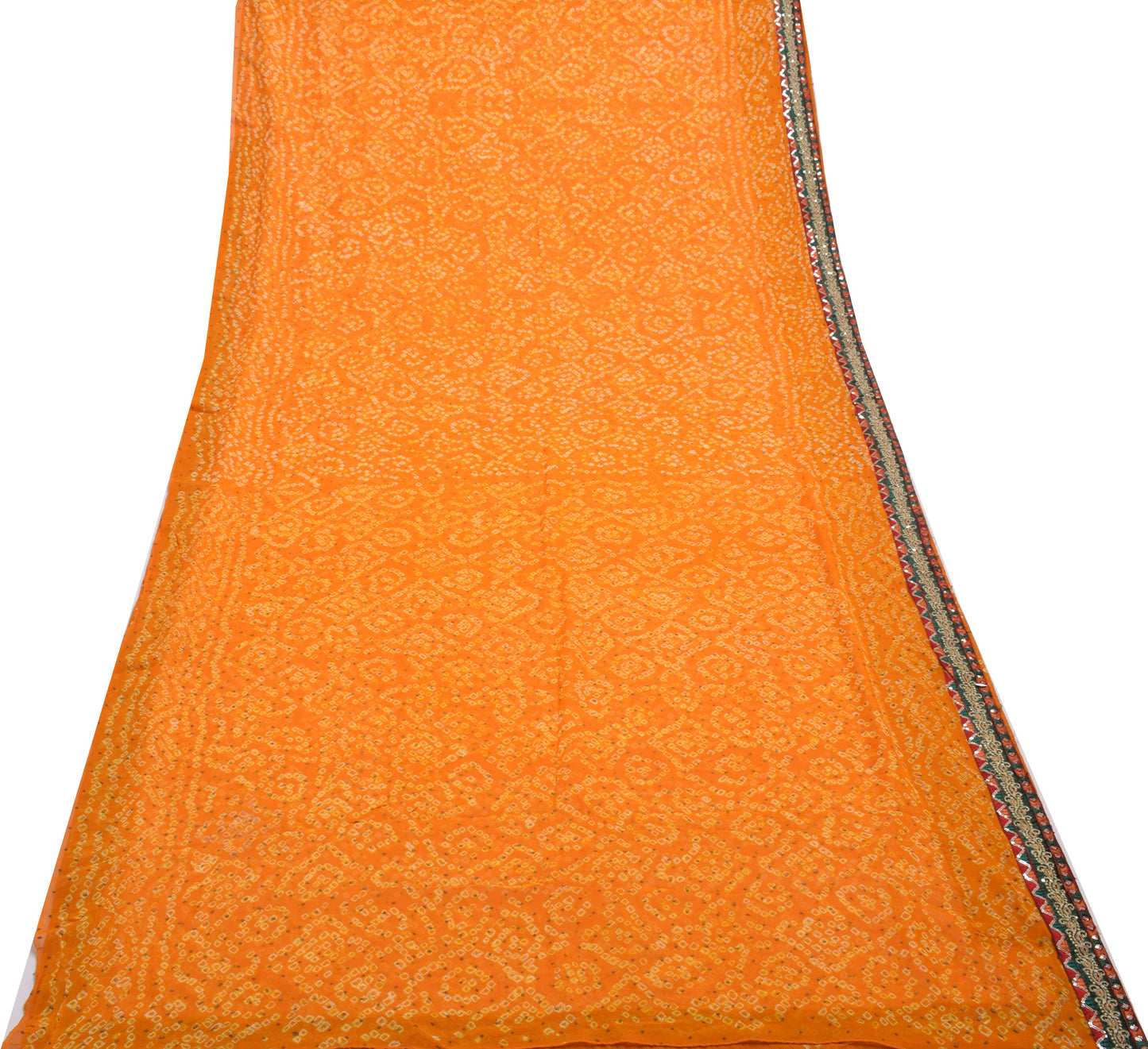 Sushila Vintage Yellow Saree 100% Pure Georgette Bandhani Printed Craft Fabric