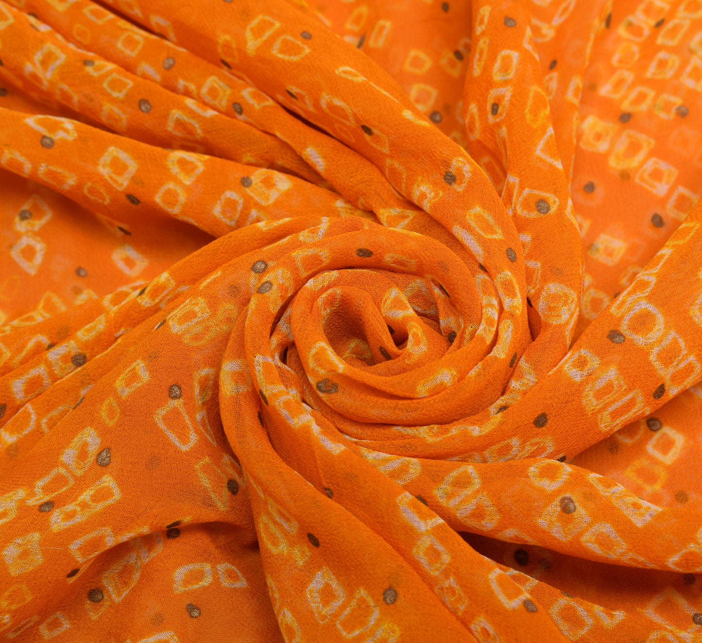Sushila Vintage Yellow Saree 100% Pure Georgette Bandhani Printed Craft Fabric