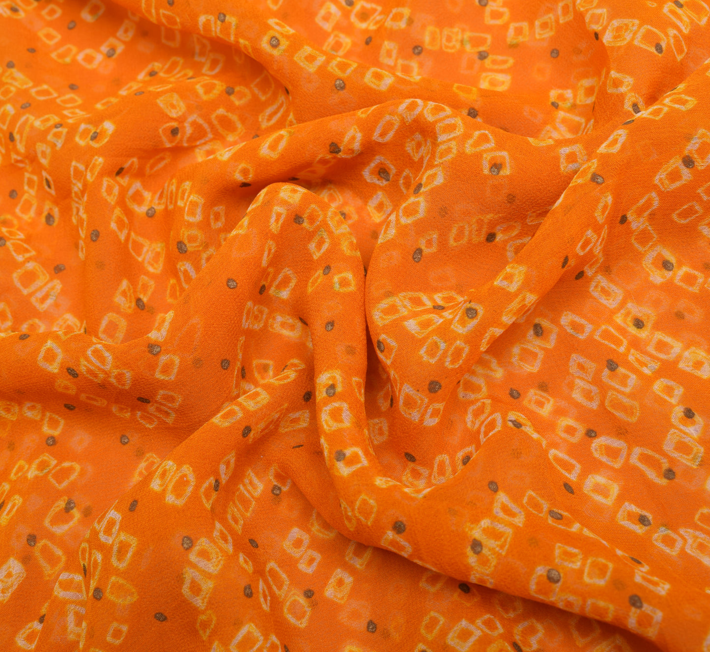 Sushila Vintage Yellow Saree 100% Pure Georgette Bandhani Printed Craft Fabric