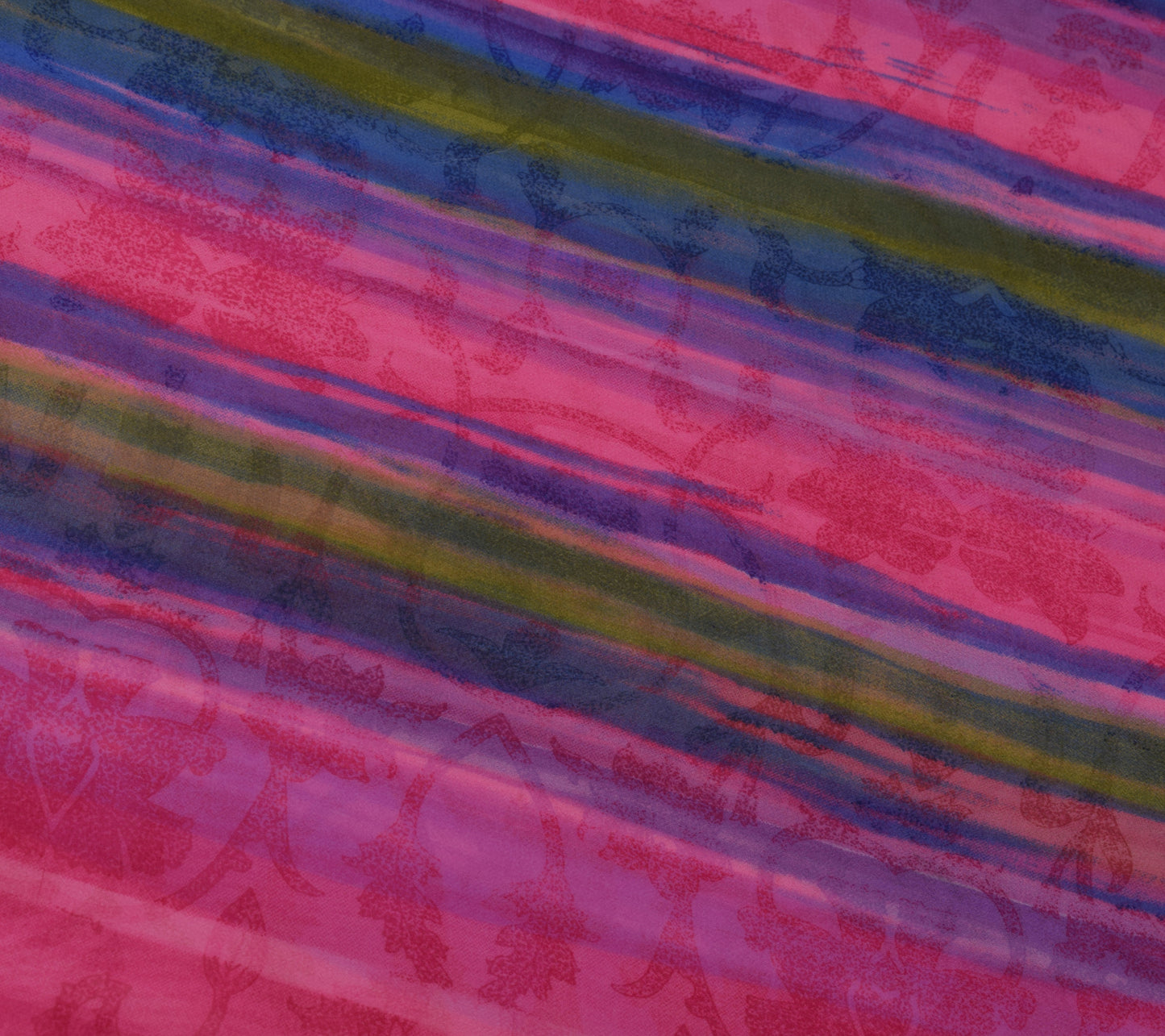 Sushila Vintage Pink Saree Blend Georgette Silk Printed Floral Craft Fabric