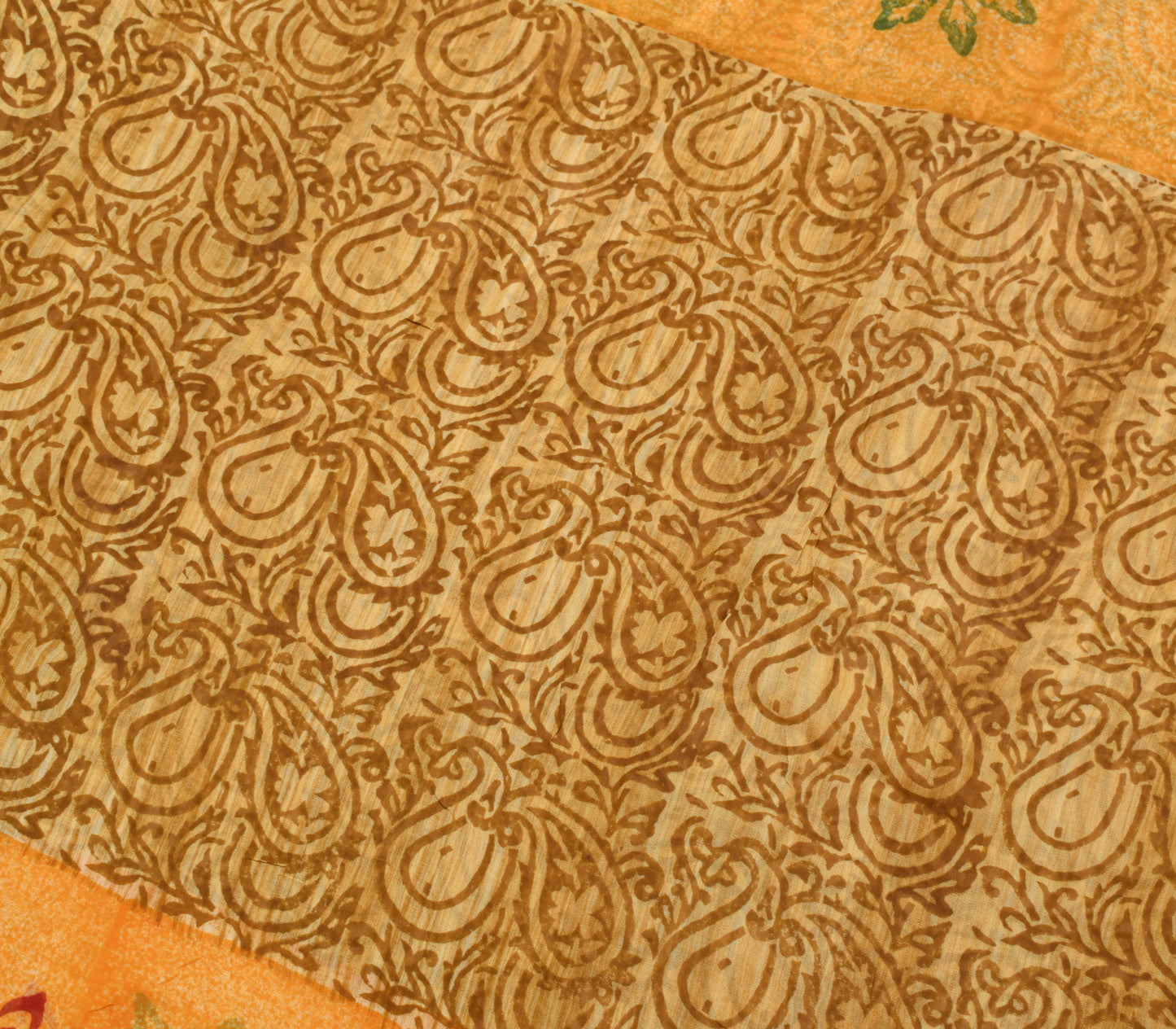 Sushila Vintage Saree 100% Pure Georgette Silk Printed Paisley 5 YD Craft Fabric