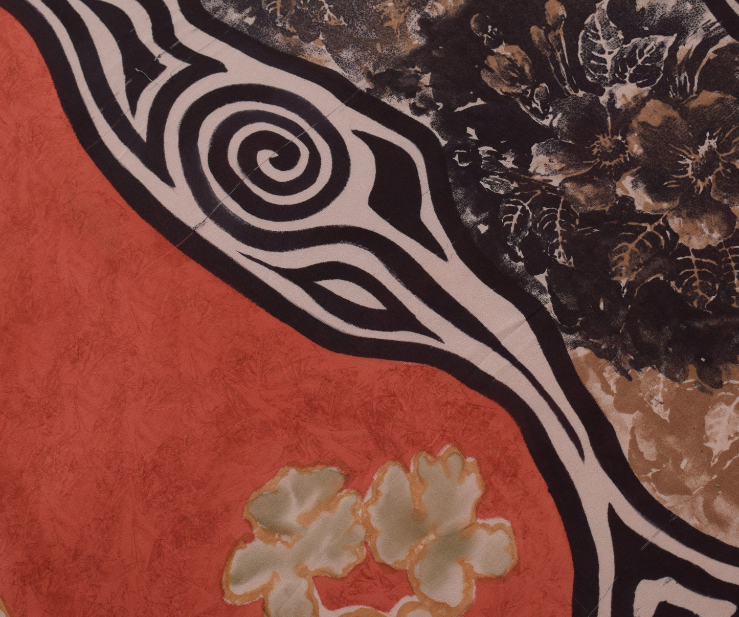 Sushila Vintage Saree 100% Pure Georgette Silk Printed Floral 5 YD Craft Fabric