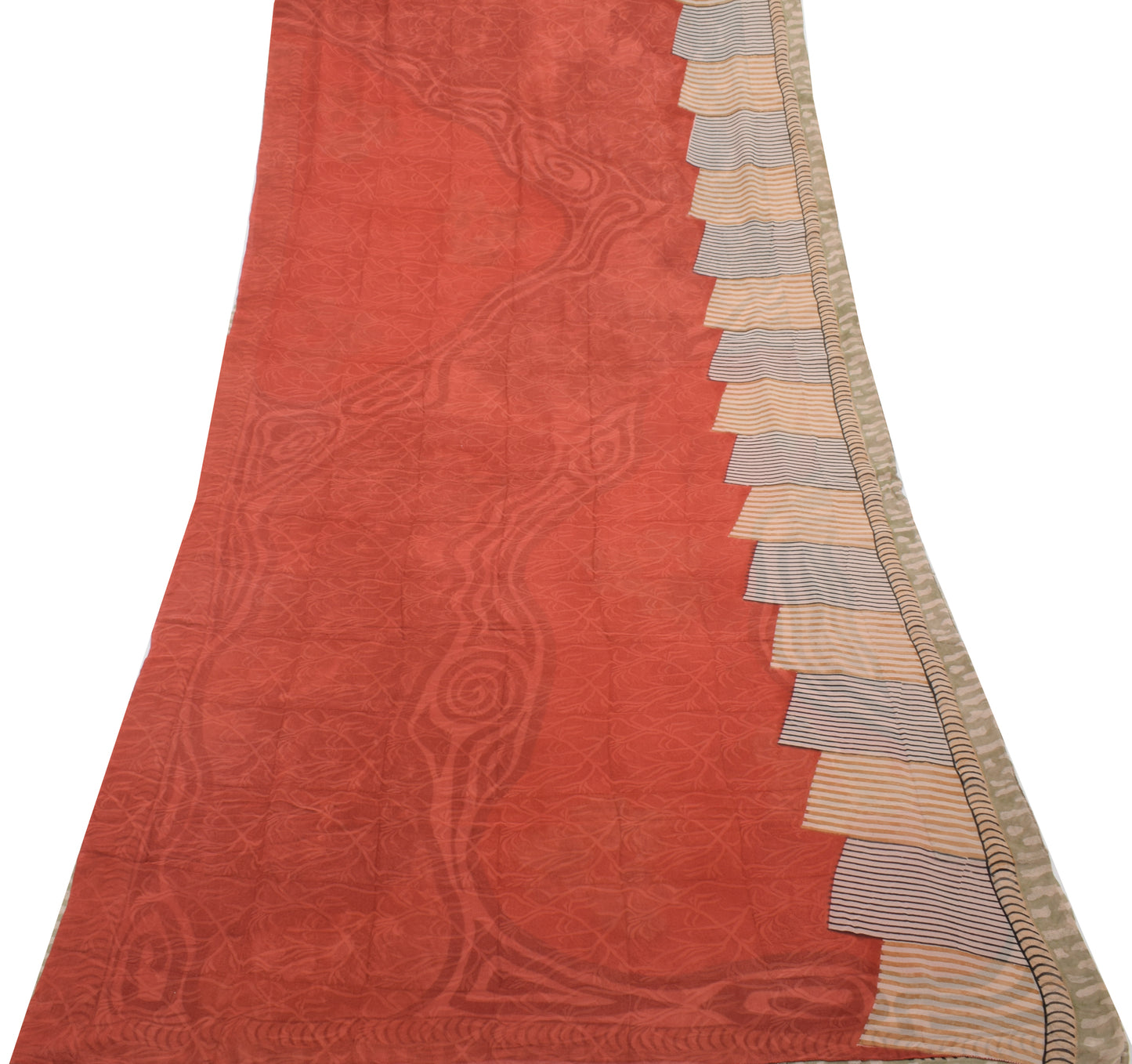 Sushila Vintage Saree 100% Pure Georgette Silk Printed Floral 5 YD Craft Fabric