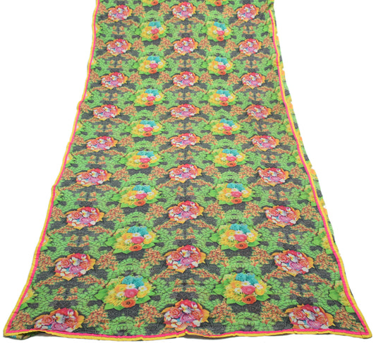 Sushila Vintage Gray Saree Pure Georgette Digital Printed Floral Craft Fabric