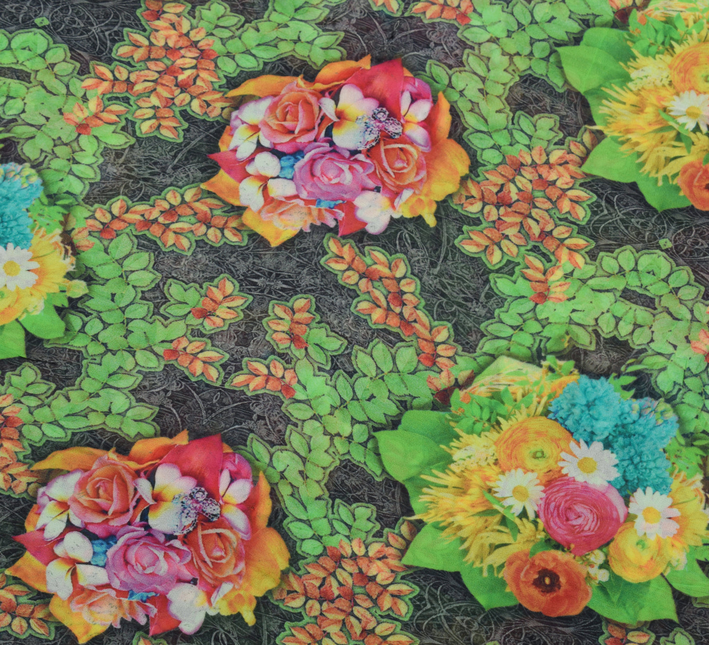 Sushila Vintage Gray Saree Pure Georgette Digital Printed Floral Craft Fabric