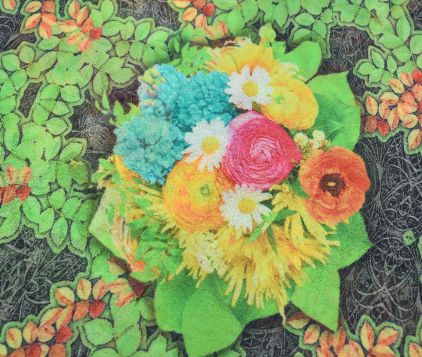 Sushila Vintage Gray Saree Pure Georgette Digital Printed Floral Craft Fabric