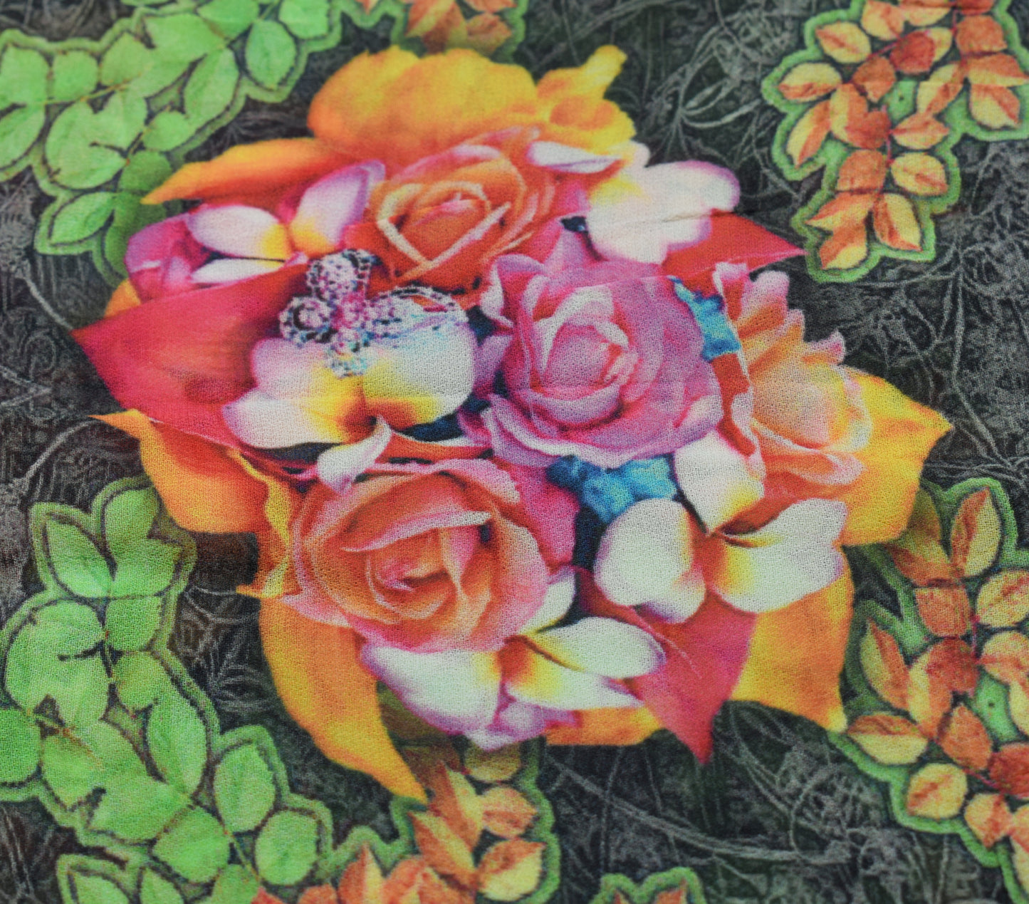 Sushila Vintage Gray Saree Pure Georgette Digital Printed Floral Craft Fabric