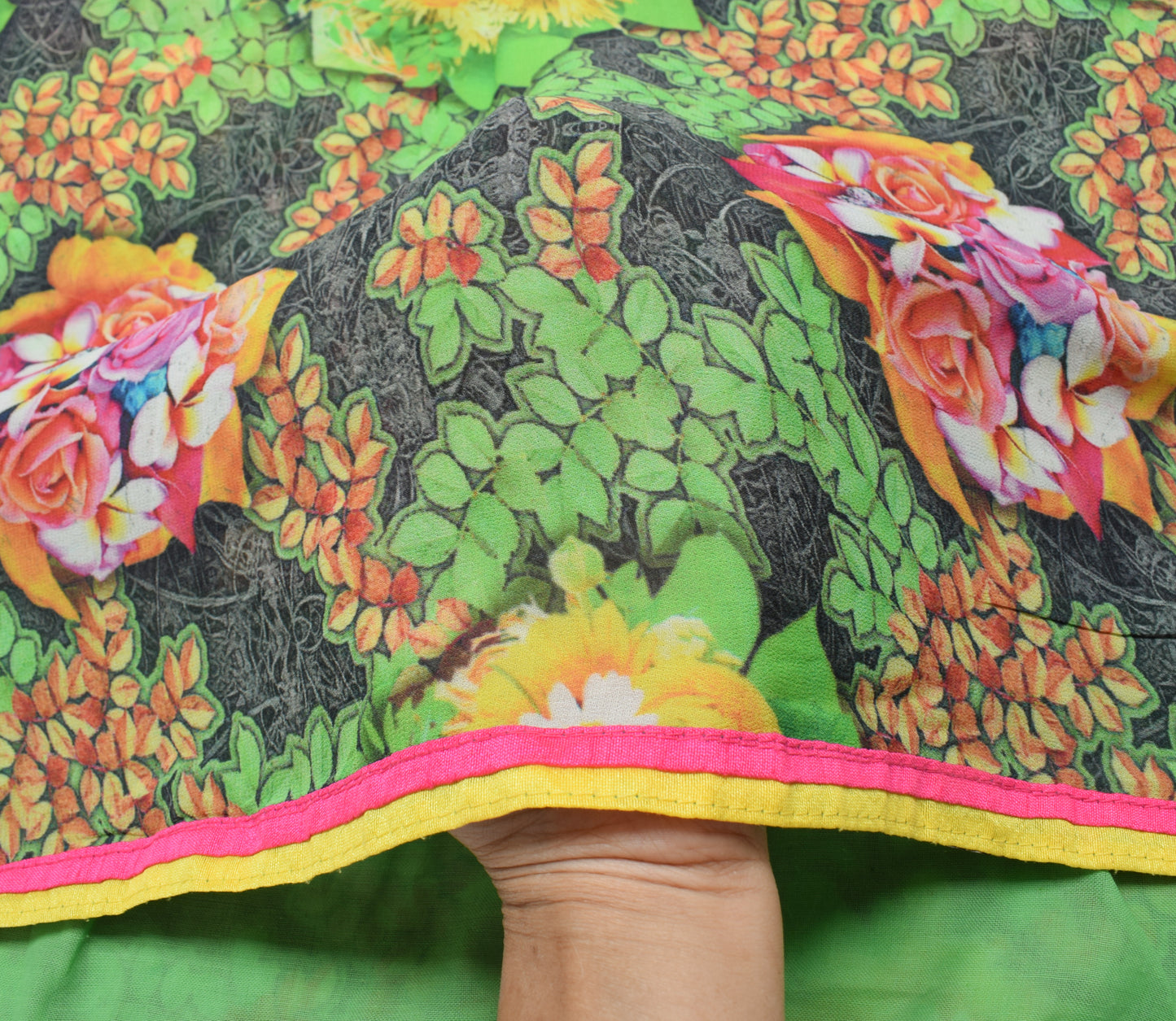 Sushila Vintage Gray Saree Pure Georgette Digital Printed Floral Craft Fabric