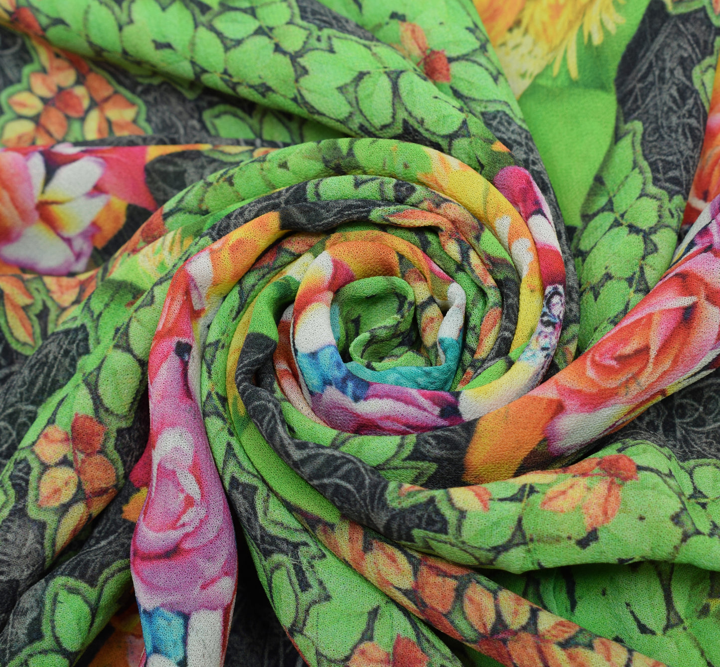 Sushila Vintage Gray Saree Pure Georgette Digital Printed Floral Craft Fabric