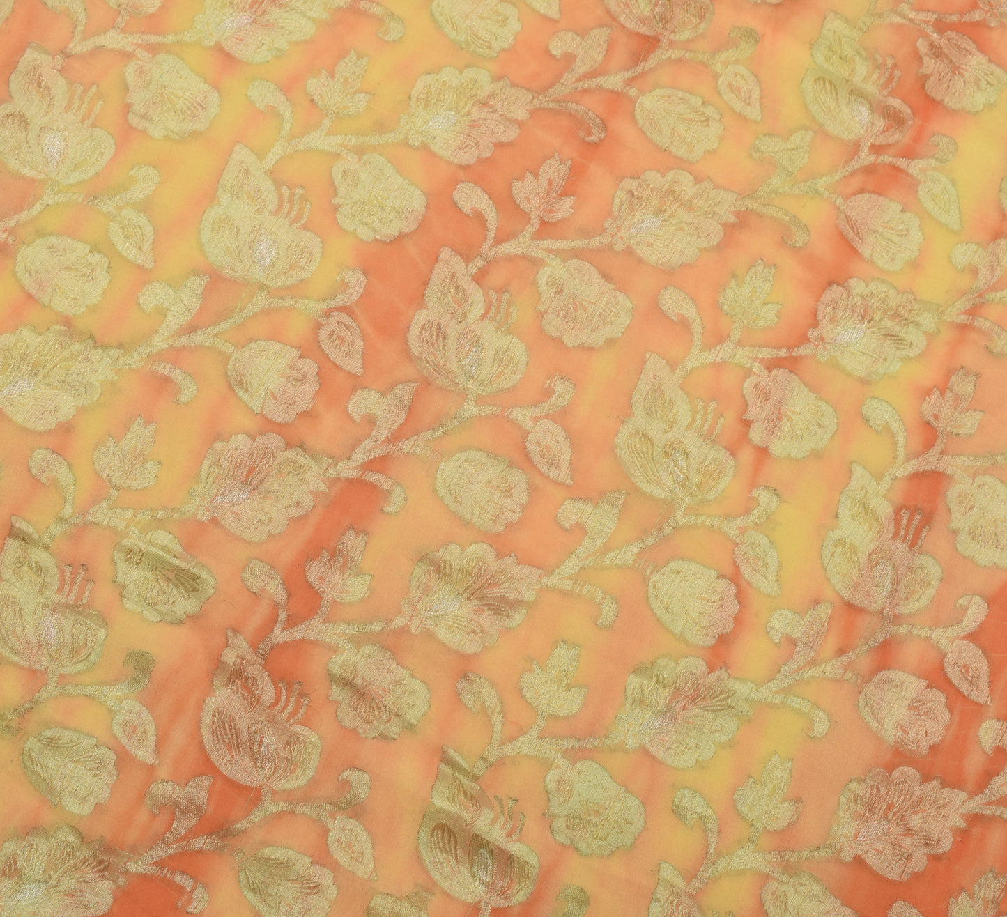 Sushila Vintage Yellow & Orange Saree Pure Georgette Silk Printed Craft Fabric