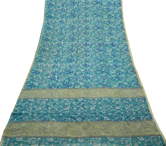 Sushila Vintage Branded Saree Pure Georgette Silk Printed Floral Craft Fabric