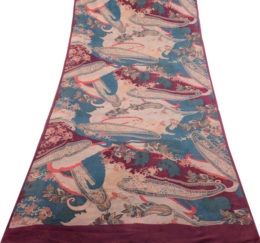 Sushila Vintage Branded Saree Pure Georgette Silk Printed Paisley Craft Fabric