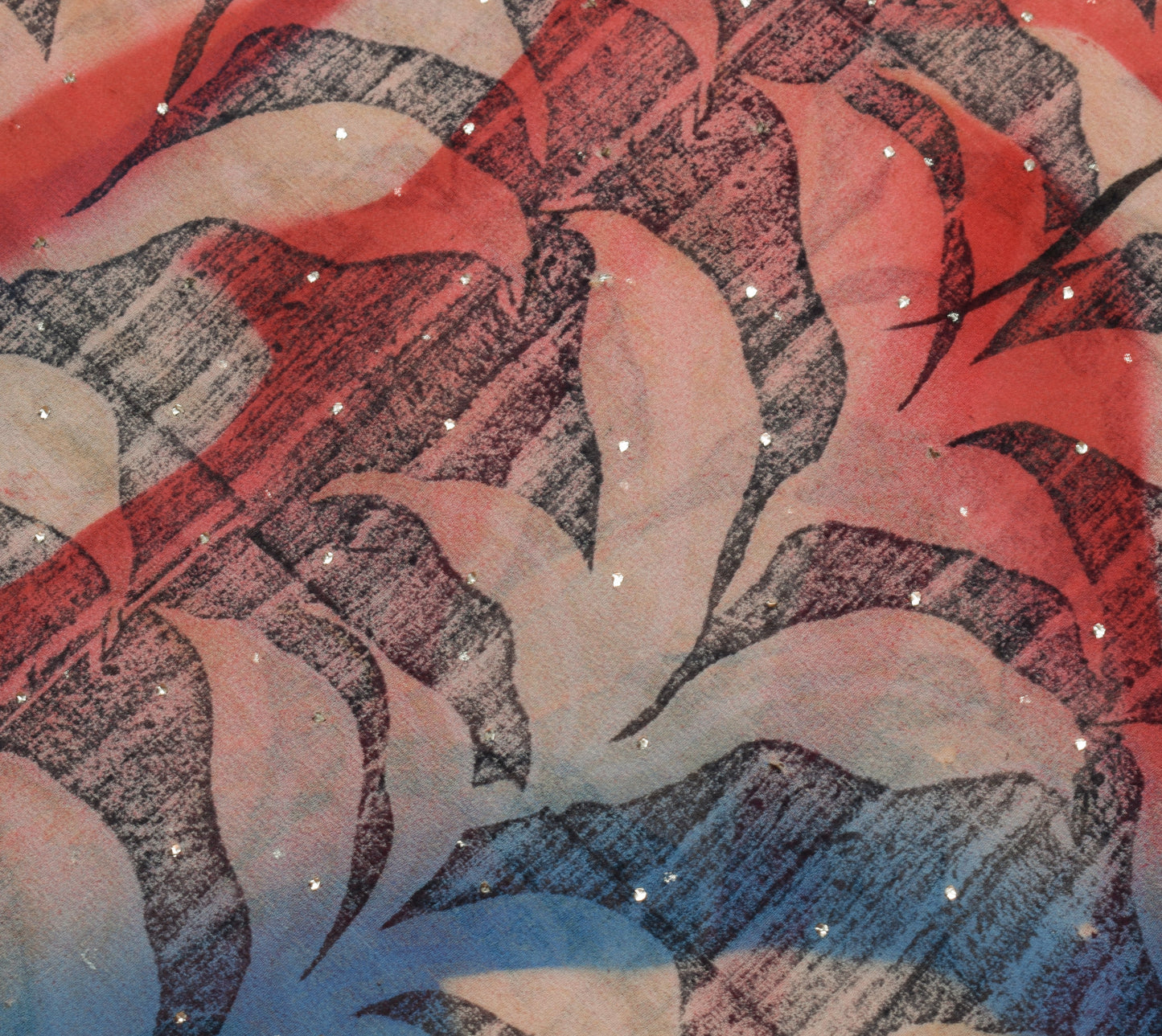 Sushila Vintage Saree 100% Pure Georgette Silk Printed 5 YD Floral Craft Fabric