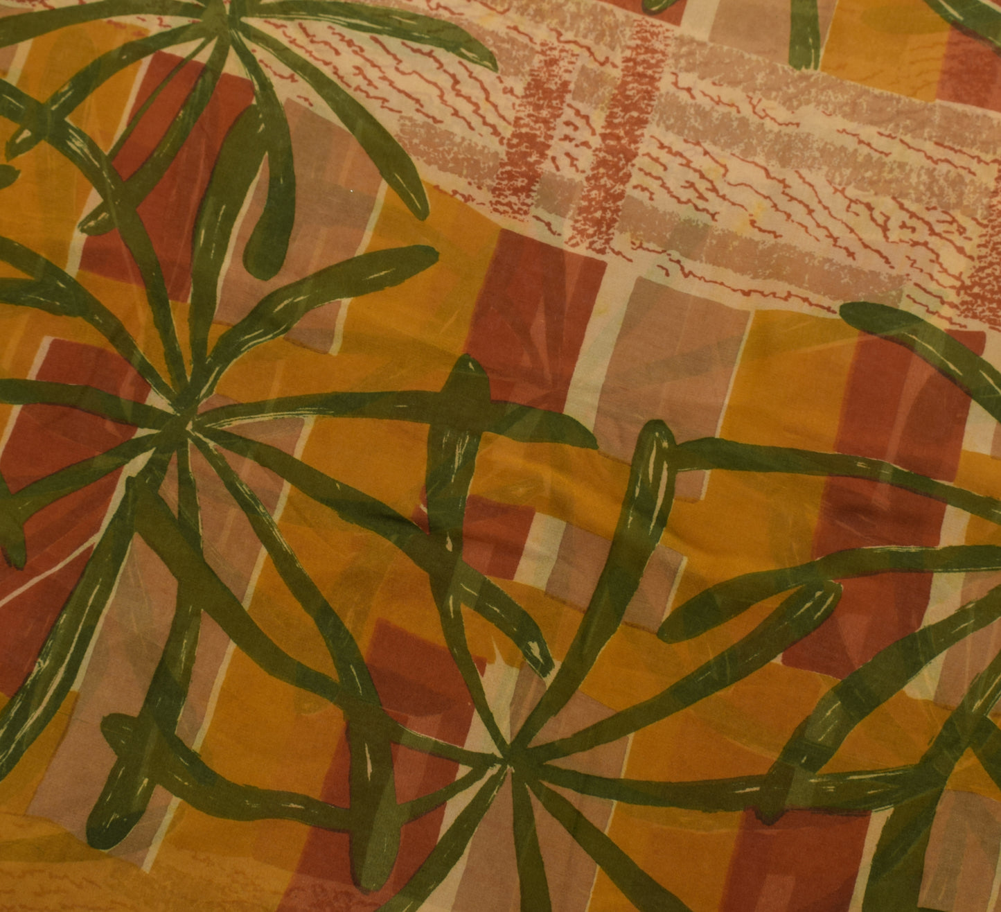 Sushila Vintage Mustard Saree Pure Georgette Silk Printed Floral Craft Fabric