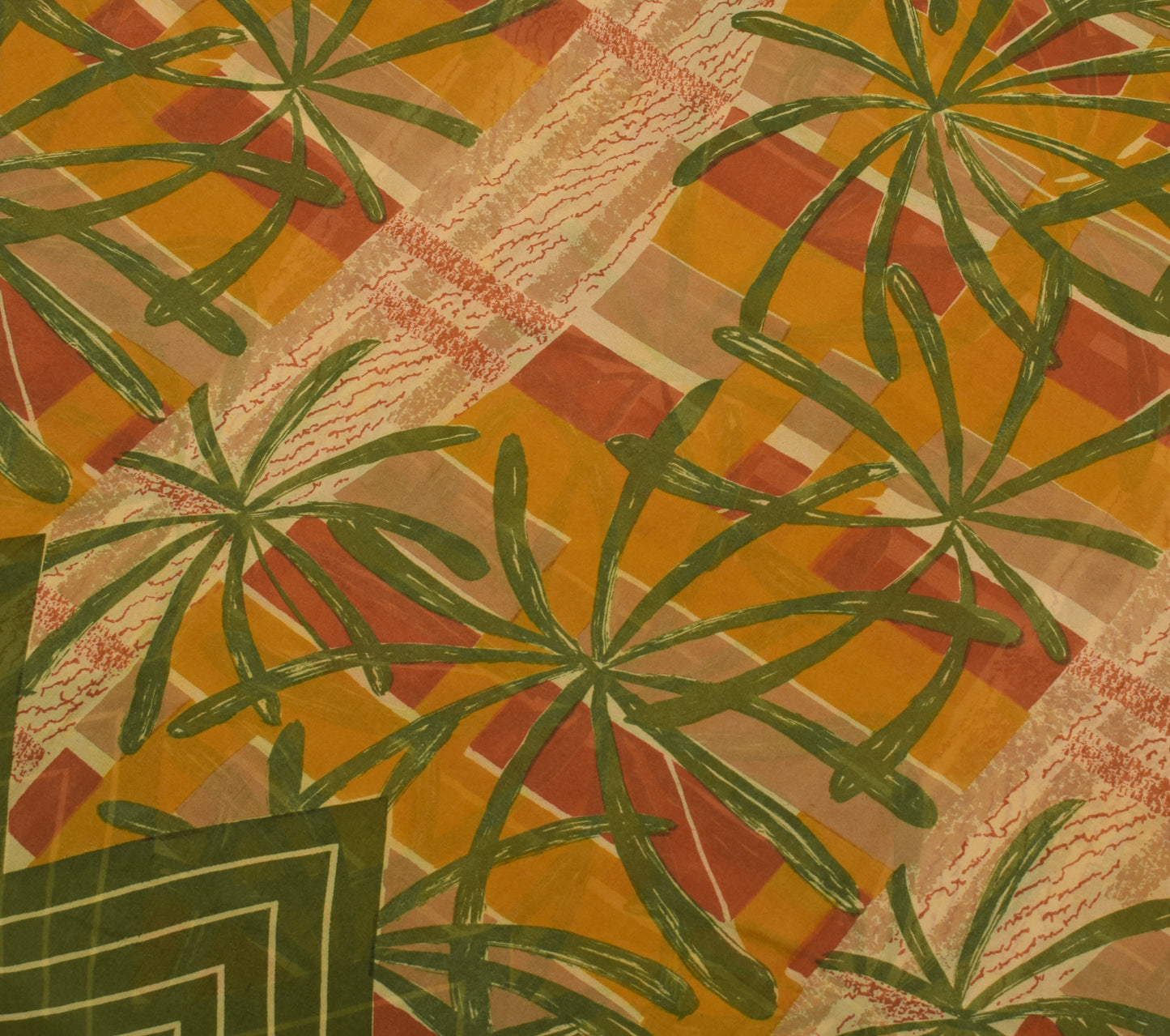 Sushila Vintage Mustard Saree Pure Georgette Silk Printed Floral Craft Fabric