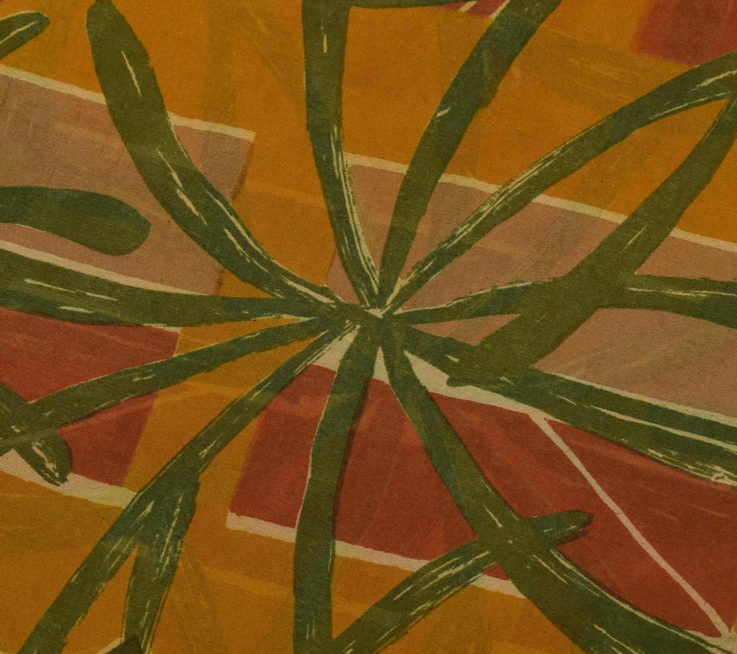 Sushila Vintage Mustard Saree Pure Georgette Silk Printed Floral Craft Fabric