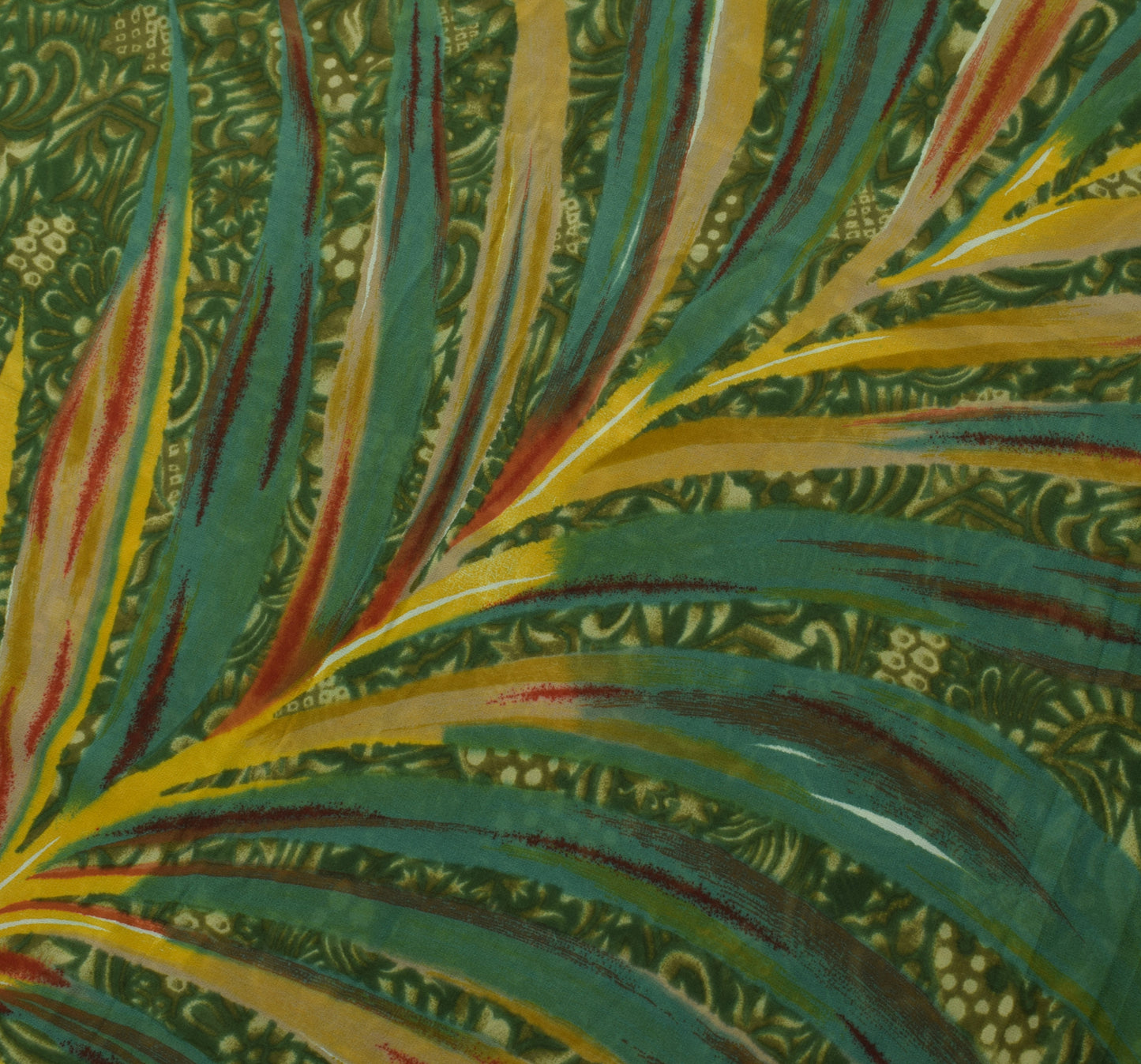 Sushila Vintage Green Saree 100% Pure Georgette Silk Printed Floral Craft Fabric