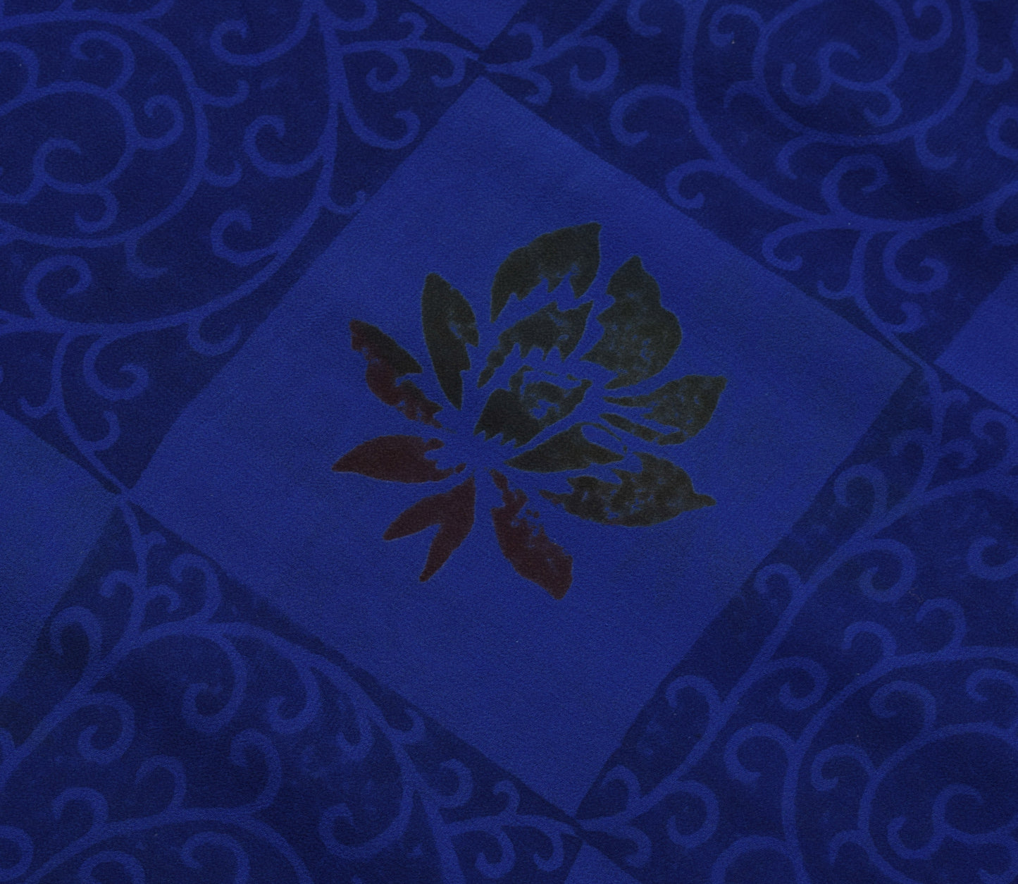 Sushila Vintage Green & Blue Saree 100% Pure Georgette Silk Printed Craft Fabric