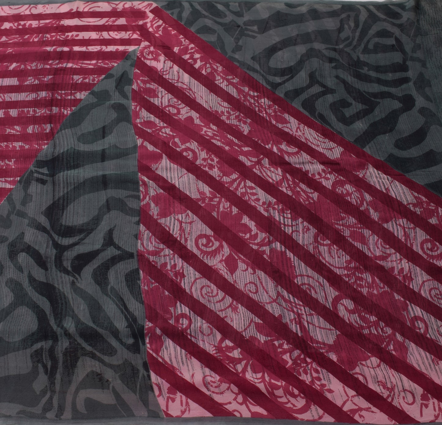 Sushila Vintage Pink Saree 100% Pure Georgette Silk Printed Floral Craft Fabric