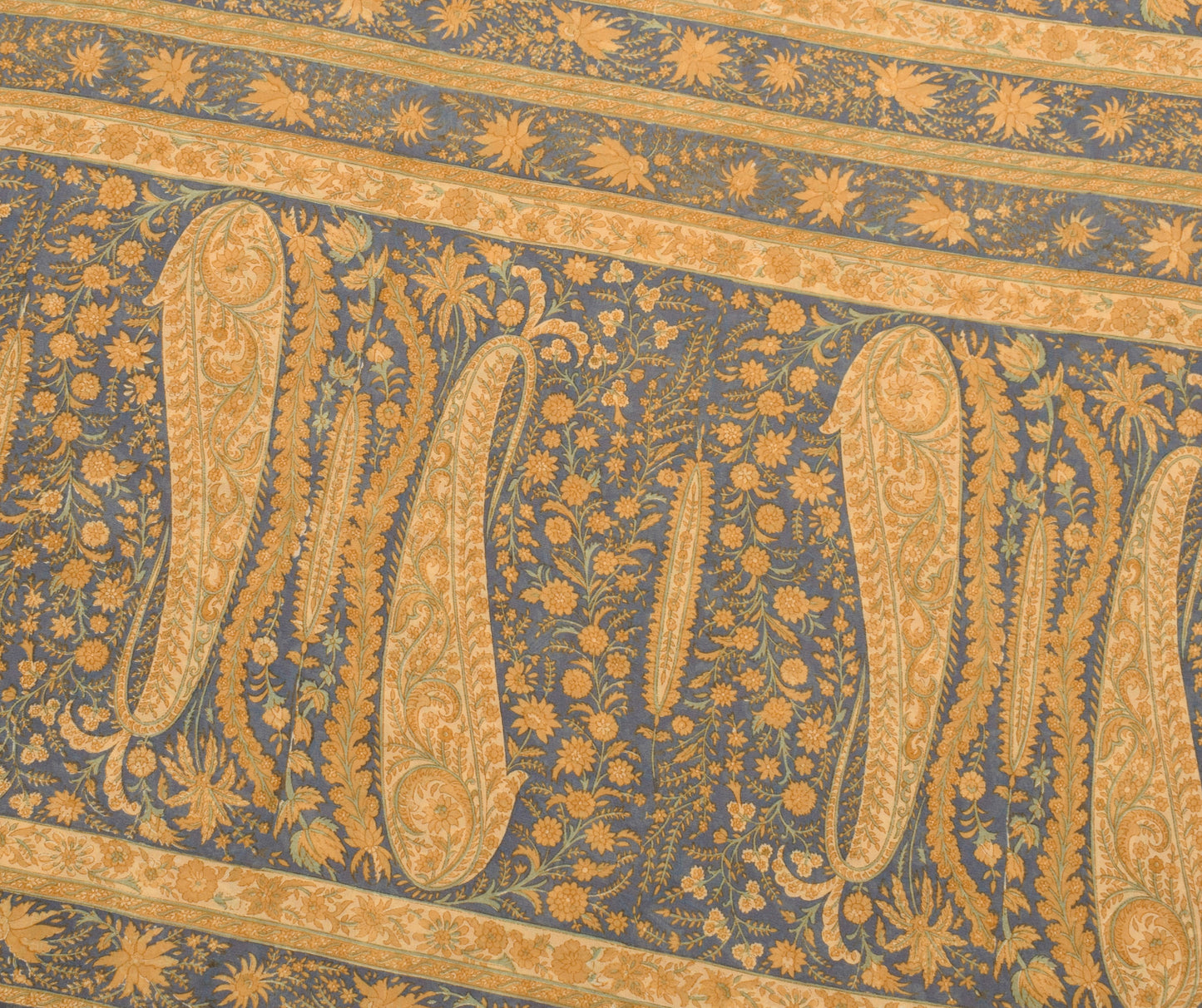 Sushila Vintage Mustard Saree Blend Georgette Silk Printed Floral Craft Fabric