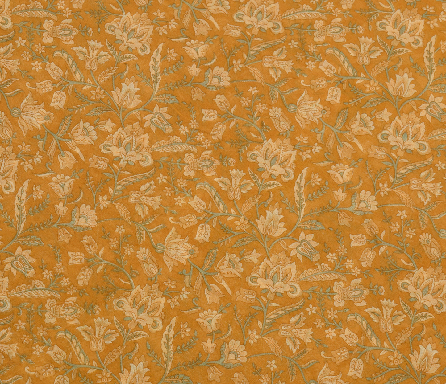 Sushila Vintage Mustard Saree Blend Georgette Silk Printed Floral Craft Fabric