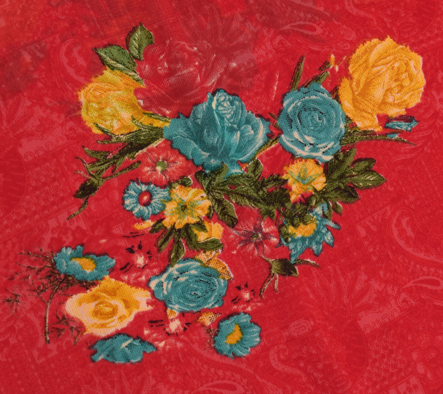 Sushila Vintage Red Saree Blend Georgette Silk Printed Floral Craft Fabric