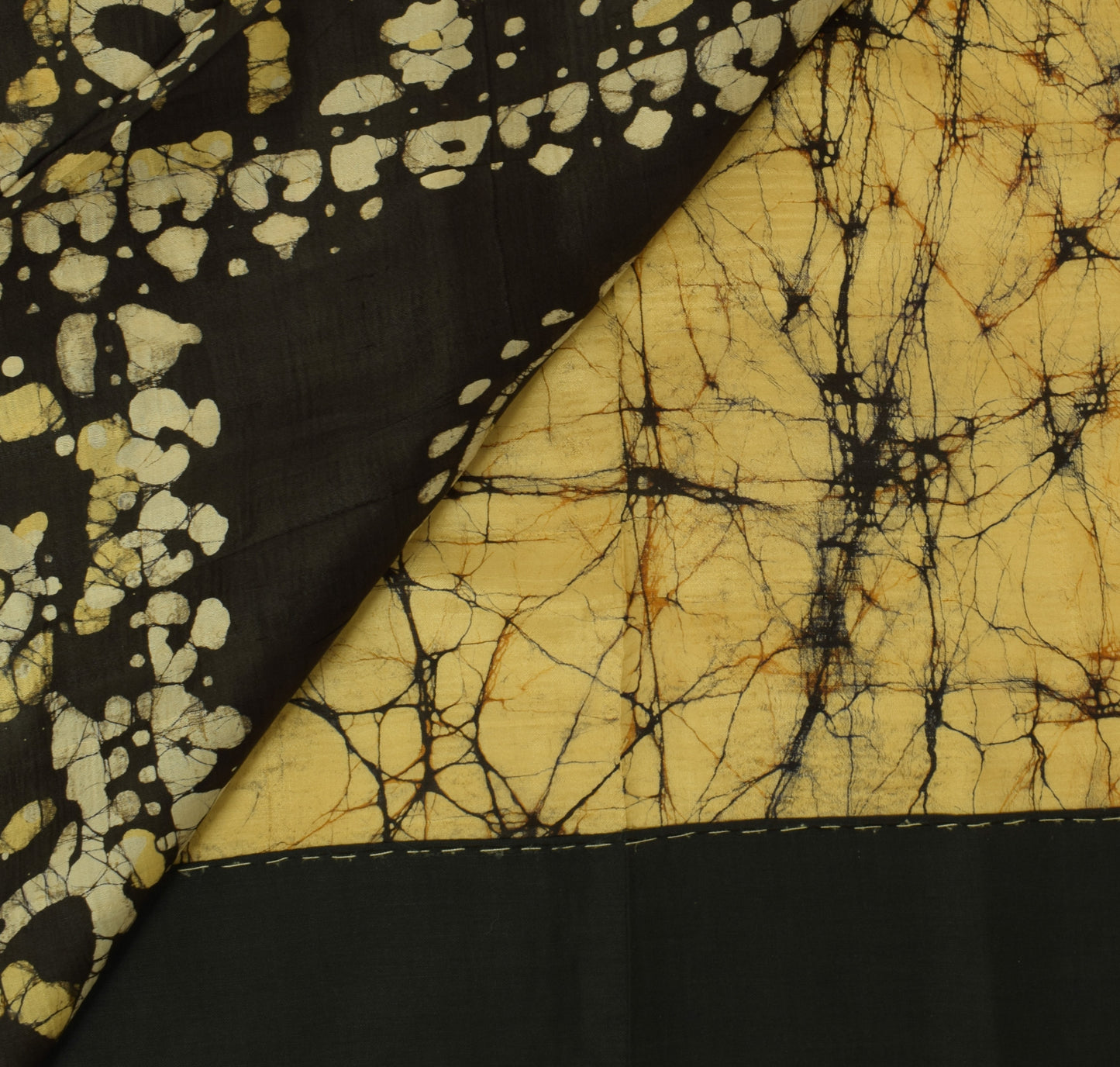 Sushila Vintage Cream Saree 100% Pure Silk Batik Printed 5 YD Soft Craft Fabric