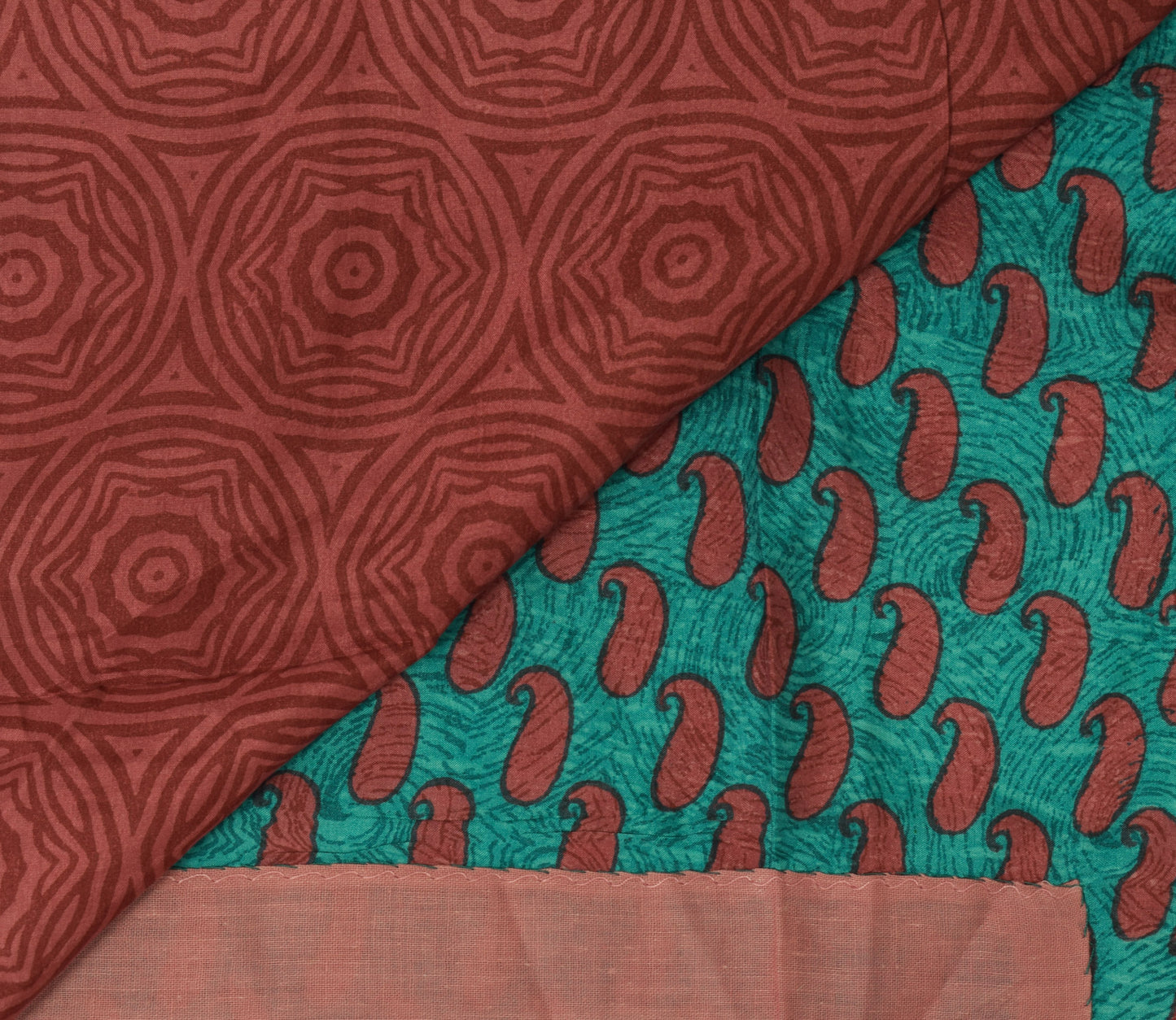 Sushila Vintage Green Saree 100% Pure Silk Printed Paisley Soft Craft Fabric