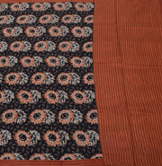 Sushila Vintage Black Saree 100% Pure Silk Printed Floral Soft Craft Fabric