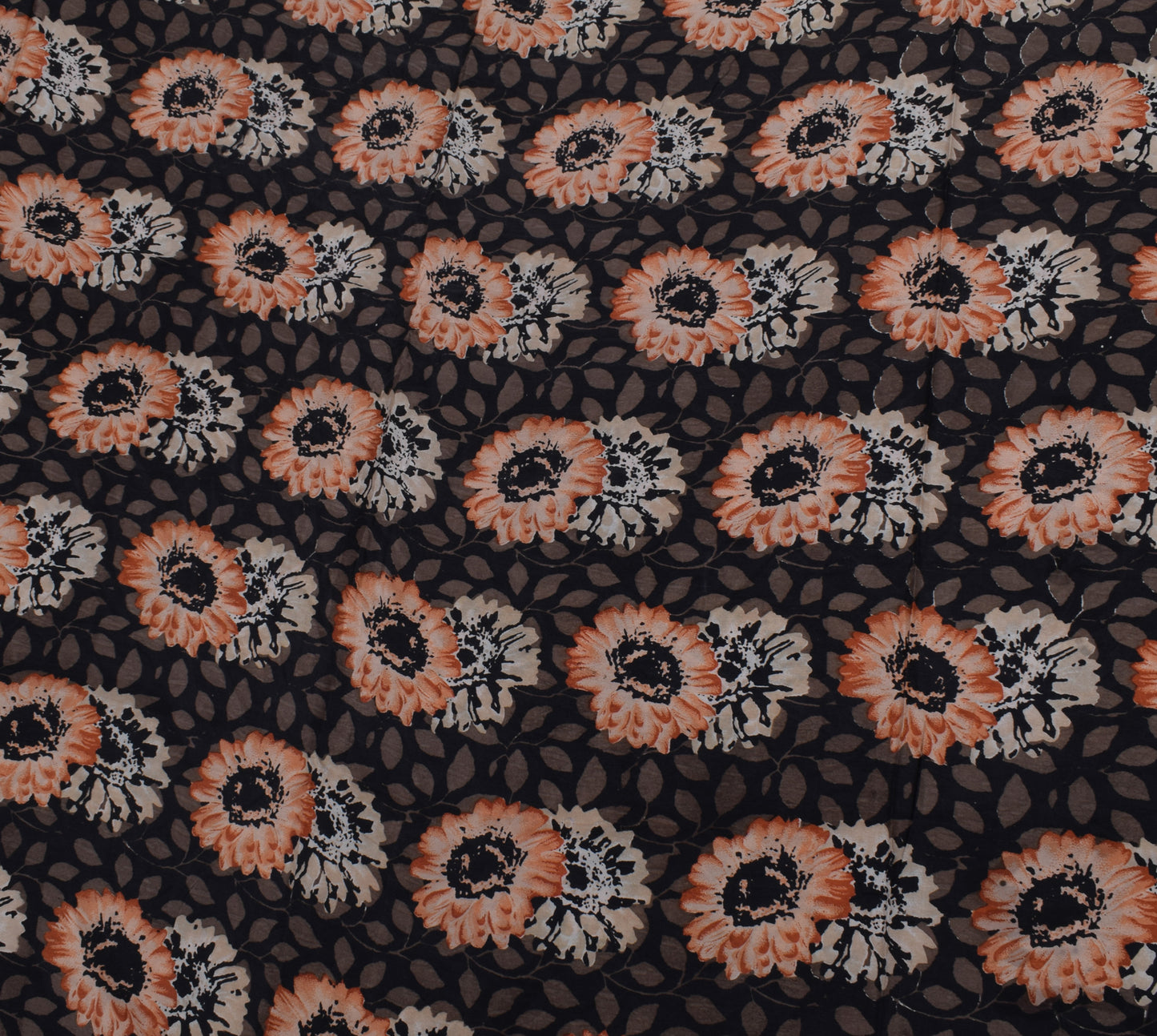Sushila Vintage Black Saree 100% Pure Silk Printed Floral Soft Craft Fabric