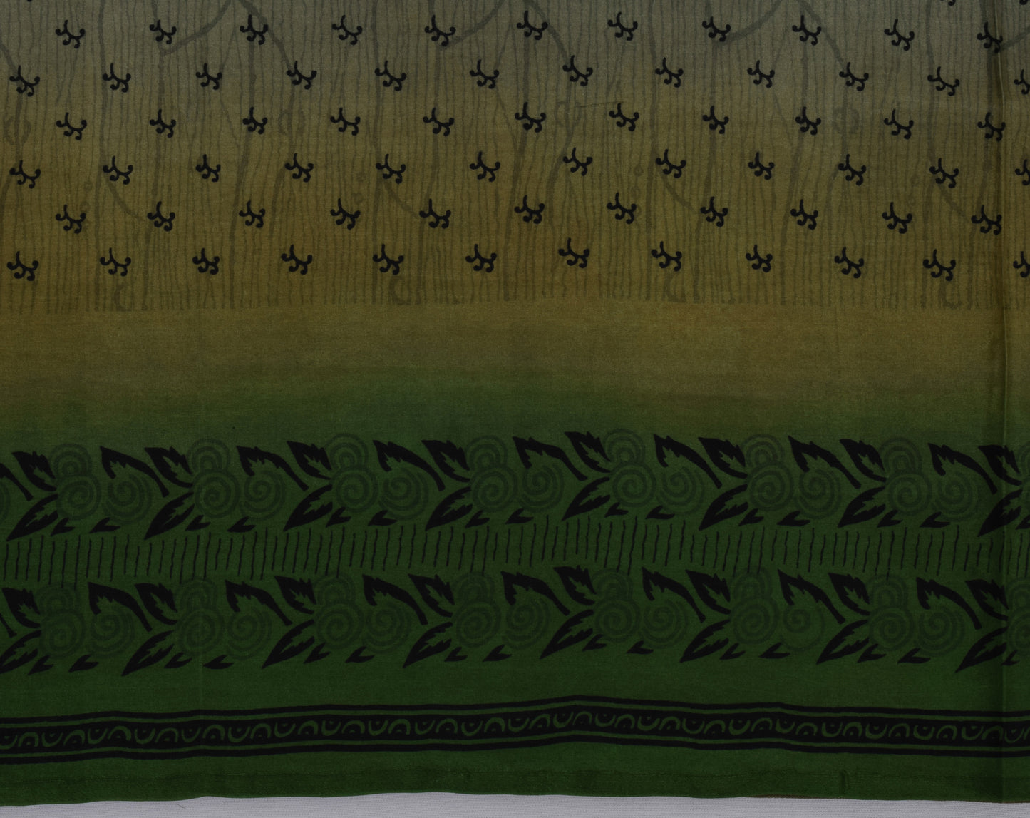 Sushila Vintage Green Saree 100% Pure Silk Printed Floral Soft Craft Fabric