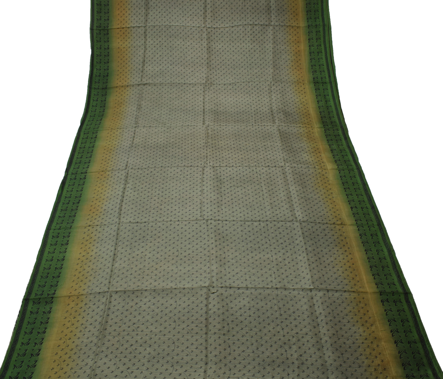 Sushila Vintage Green Saree 100% Pure Silk Printed Floral Soft Craft Fabric