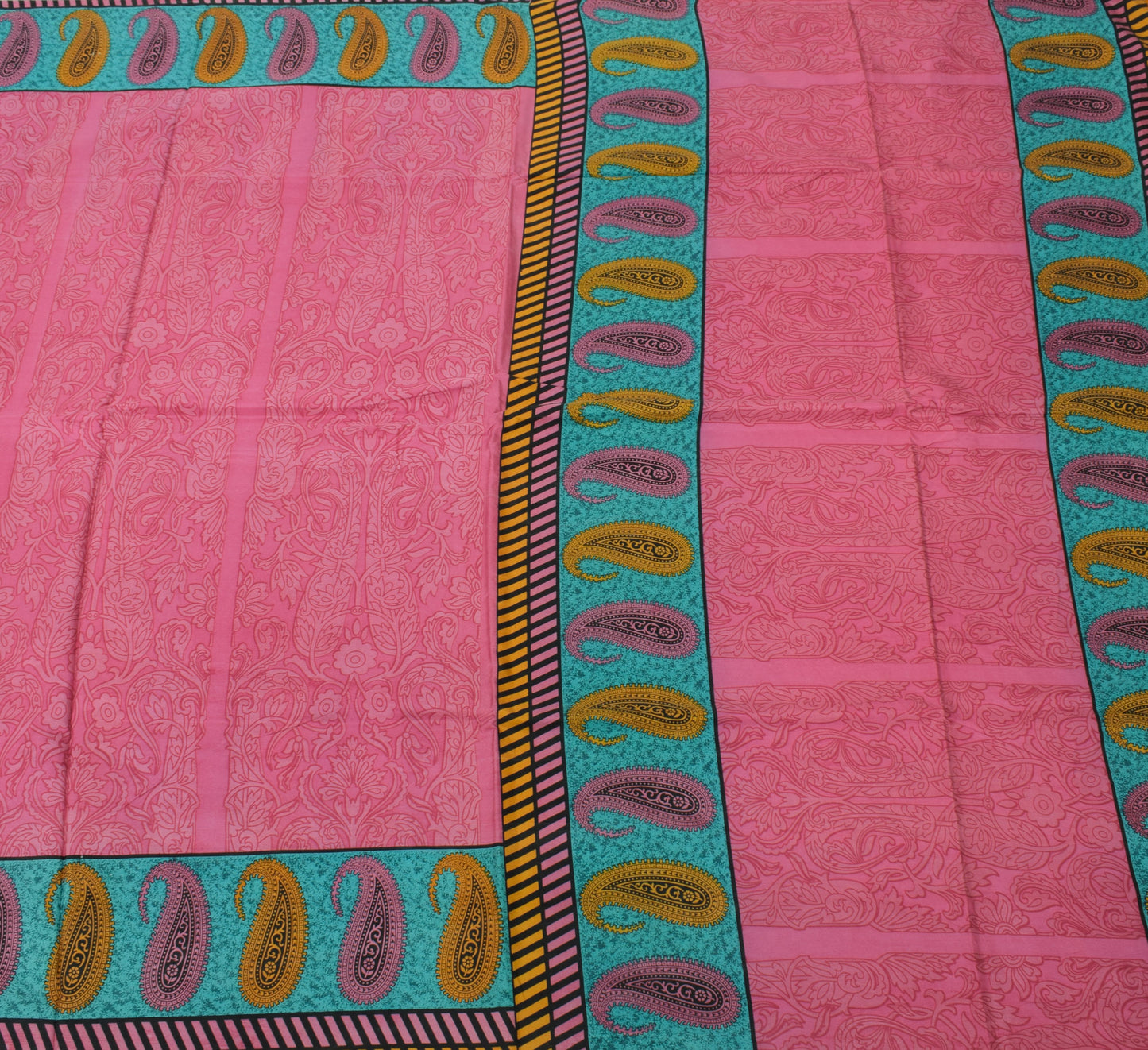 Sushila Vintage Pink Sari 100% Pure Silk Printed Floral Soft Craft 5 Yard Fabric