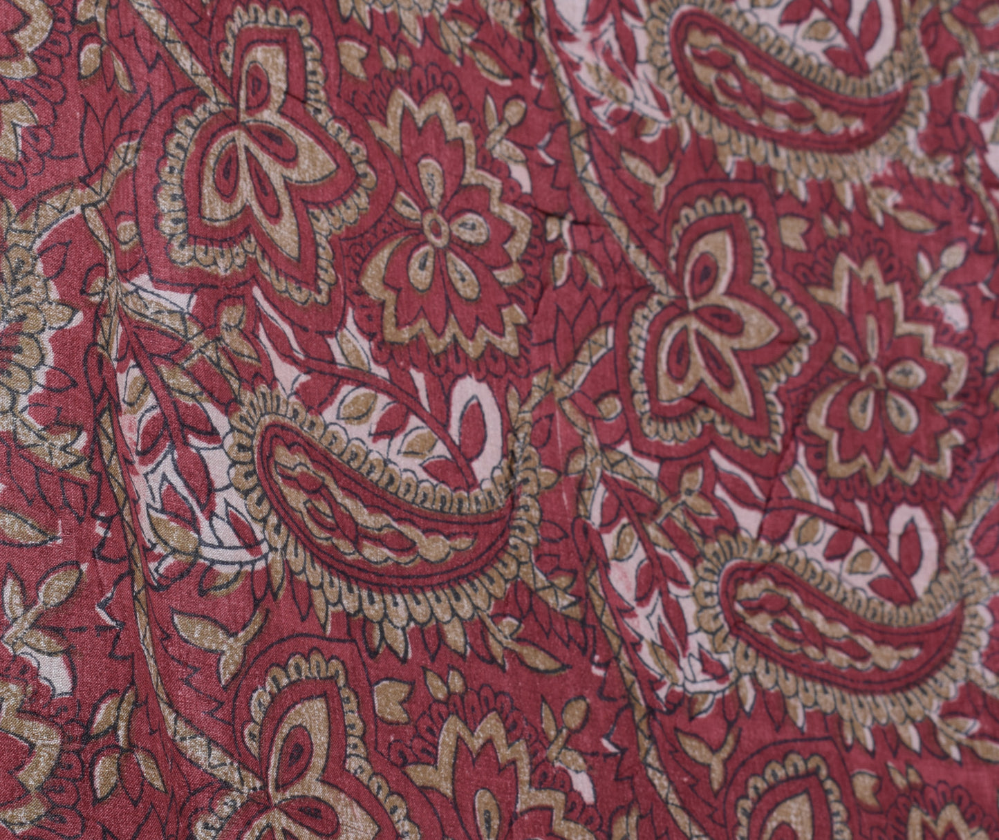 Sushila Vintage Maroon Saree 100% Pure Silk Printed Floral Soft Craft Fabric