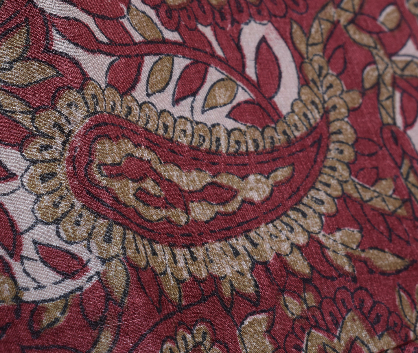 Sushila Vintage Maroon Saree 100% Pure Silk Printed Floral Soft Craft Fabric