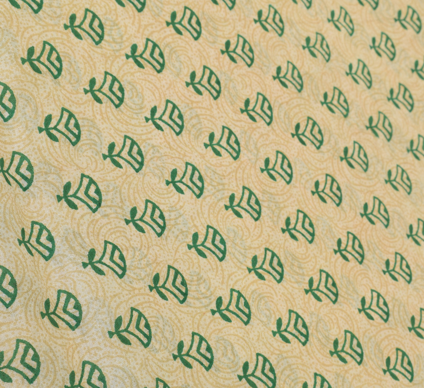 Sushila Vintage Green Saree 100% Pure Silk Printed Floral Soft Craft 5 YD Fabric