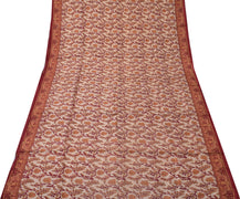Sushila Vintage Cream Saree 100% Pure Silk Printed Floral Soft Craft Fabric