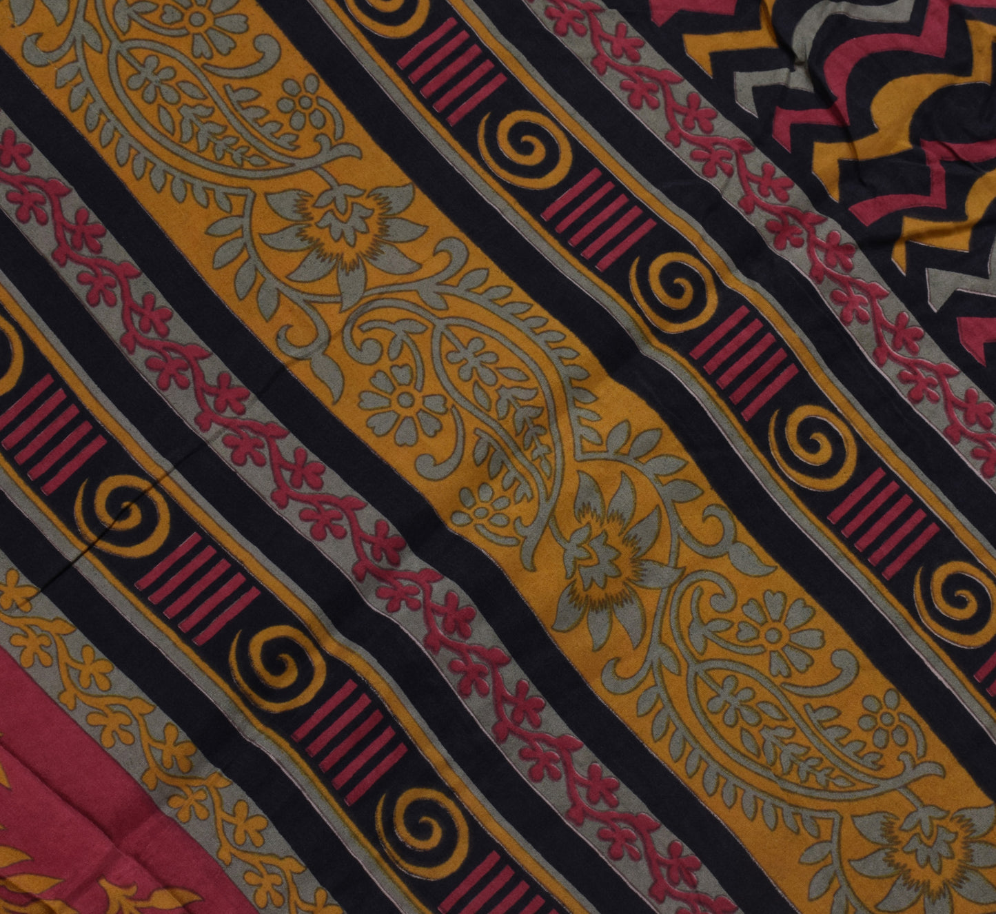 Sushila Vintage Magenta Saree 100% Pure Silk Printed Floral Soft Craft Fabric