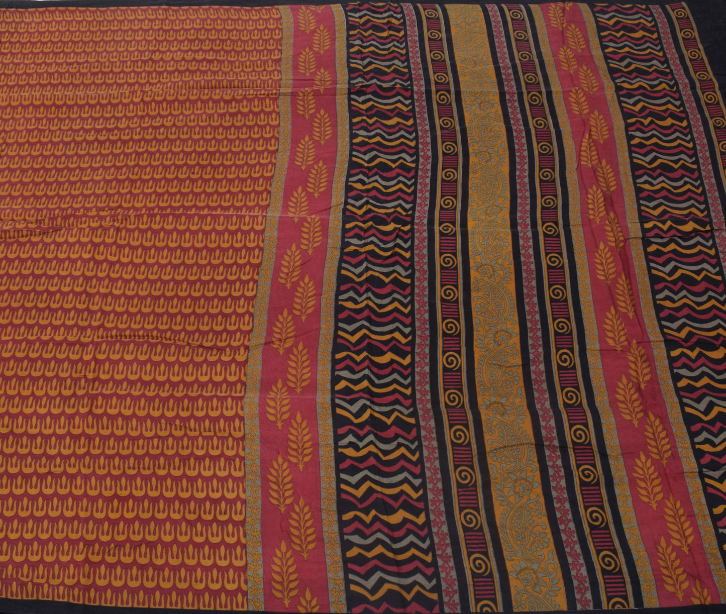 Sushila Vintage Magenta Saree 100% Pure Silk Printed Floral Soft Craft Fabric
