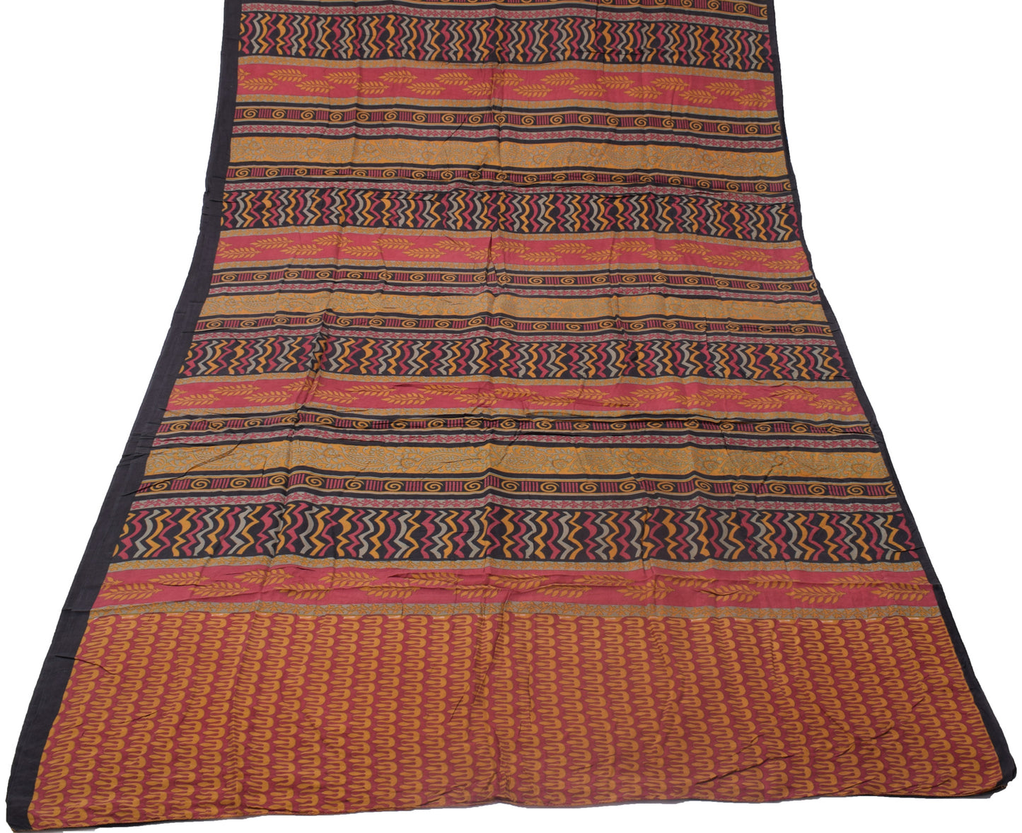 Sushila Vintage Magenta Saree 100% Pure Silk Printed Floral Soft Craft Fabric